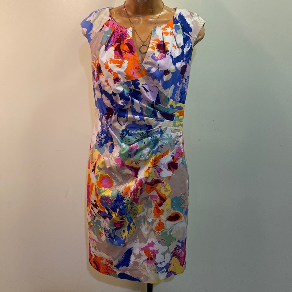 Adrianna Papell Multicolor Abstract Midi Dress